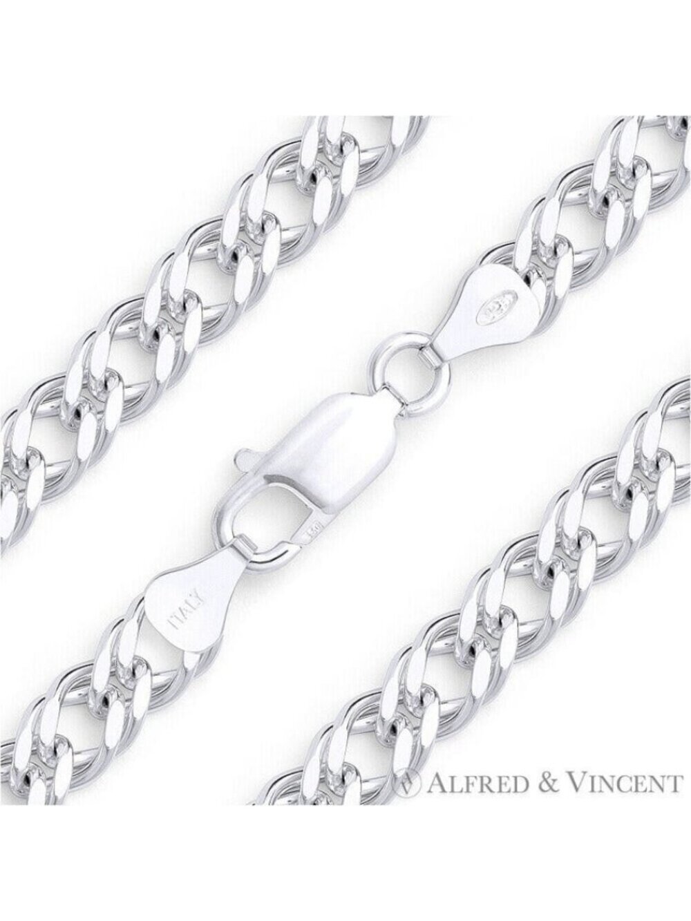 6.3mm Rombo Link Italian Chain Bracelet in Solid .925 Sterling Silver - 8"
